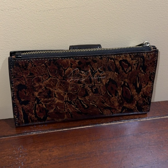 Patricia Nash Marene Floret Leather Large Wallet Brown AUTHENTIC (MINOR DAMAGE) - Picture 2 of 7